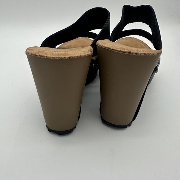 Agape Womens Black Strappy Wedge Sandals 6.5 With Stud Accents & Sturdy Sole - Picture 6 of 7